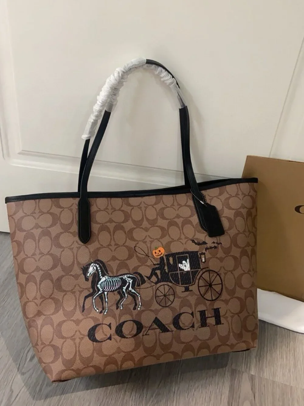 Coach Halloween Carriage Signature Canvas Tote Bag